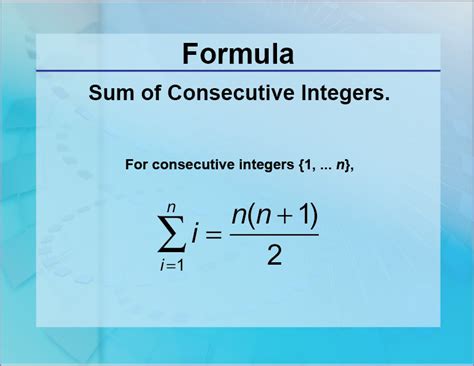 Formula for Sum of Consecutive Numbers .